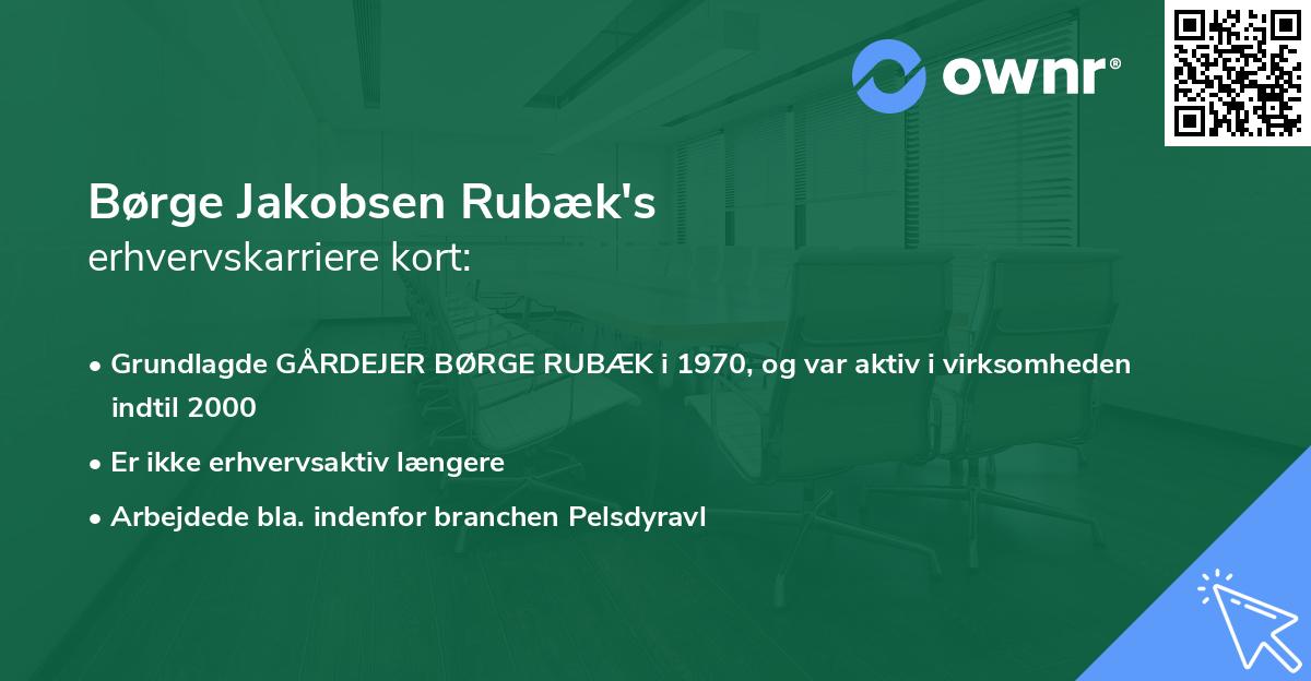 Børge Jakobsen Rubæk's erhvervskarriere kort