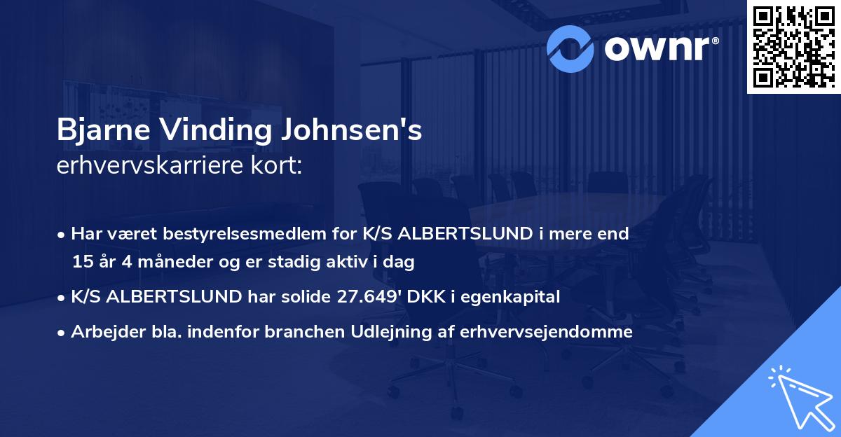 Bjarne Vinding Johnsen's erhvervskarriere kort