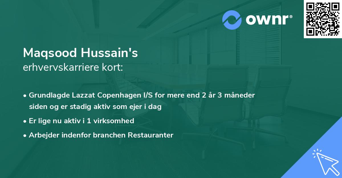 Maqsood Hussain's erhvervskarriere kort