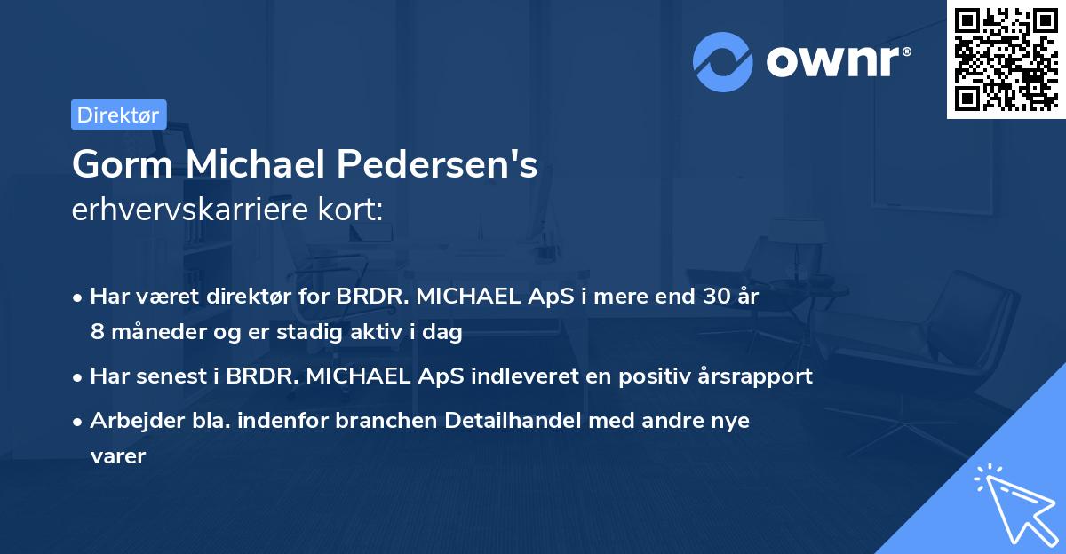 Gorm Michael Pedersen's erhvervskarriere kort