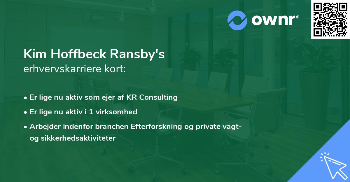 Kim Hoffbeck Ransby's erhvervskarriere kort