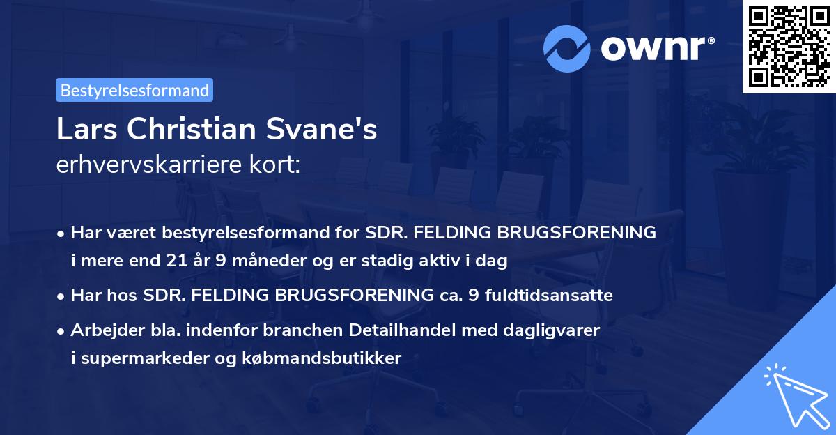 Lars Christian Svane's erhvervskarriere kort