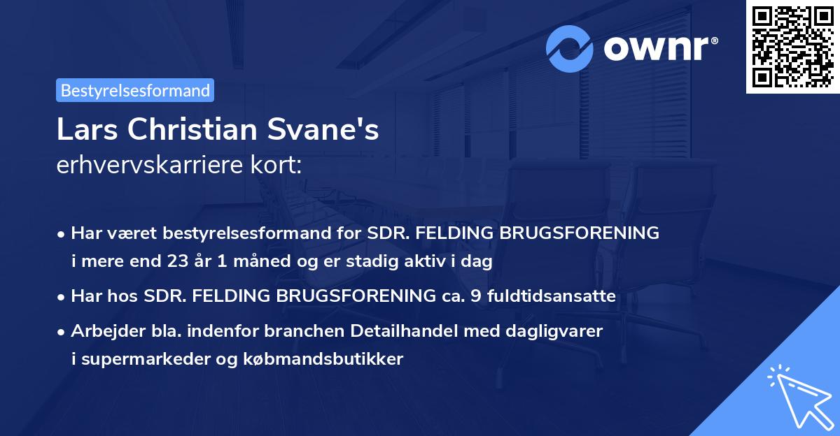 Lars Christian Svane's erhvervskarriere kort