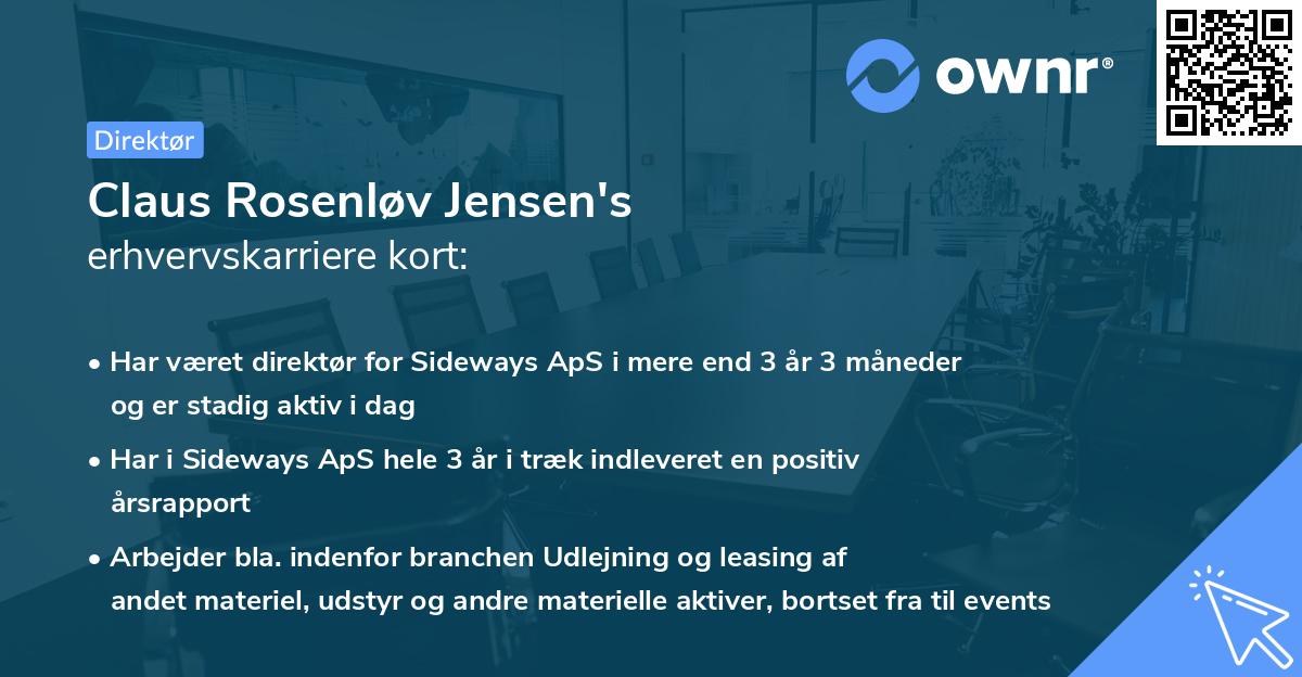 Claus Rosenløv Jensen's erhvervskarriere kort