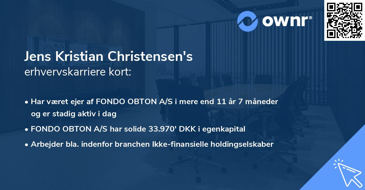 Jens Kristian Christensen's erhvervskarriere kort