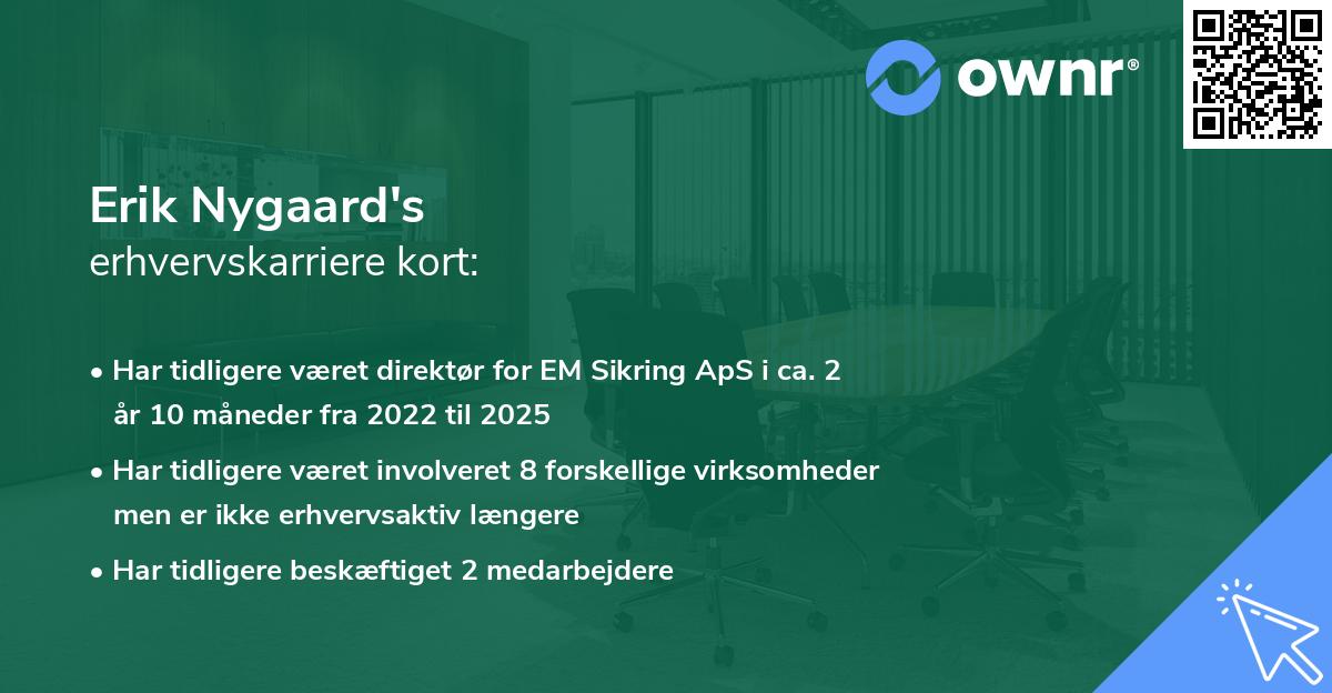 Erik Nygaard's erhvervskarriere kort