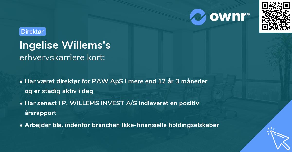 Ingelise Willems's erhvervskarriere kort