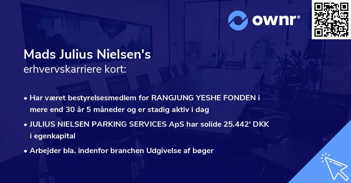 Mads Julius Nielsen's erhvervskarriere kort