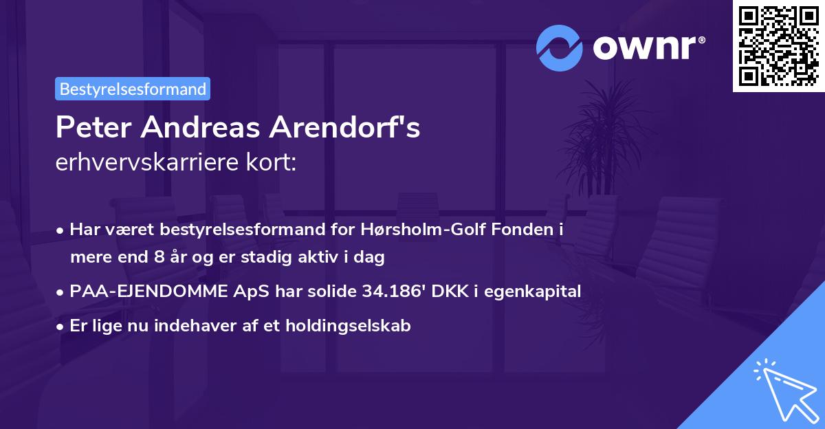 Peter Andreas Arendorf's erhvervskarriere kort