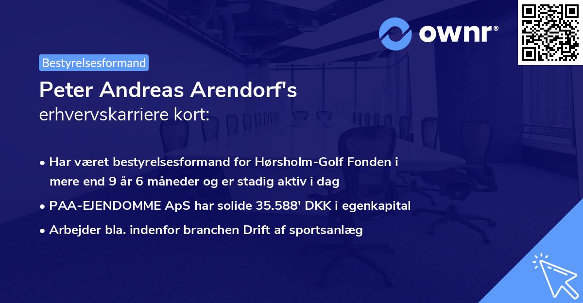 Peter Andreas Arendorf's erhvervskarriere kort