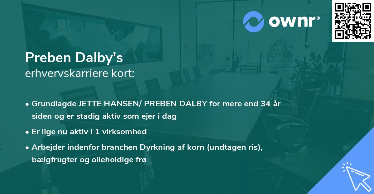 Preben Dalby's erhvervskarriere kort