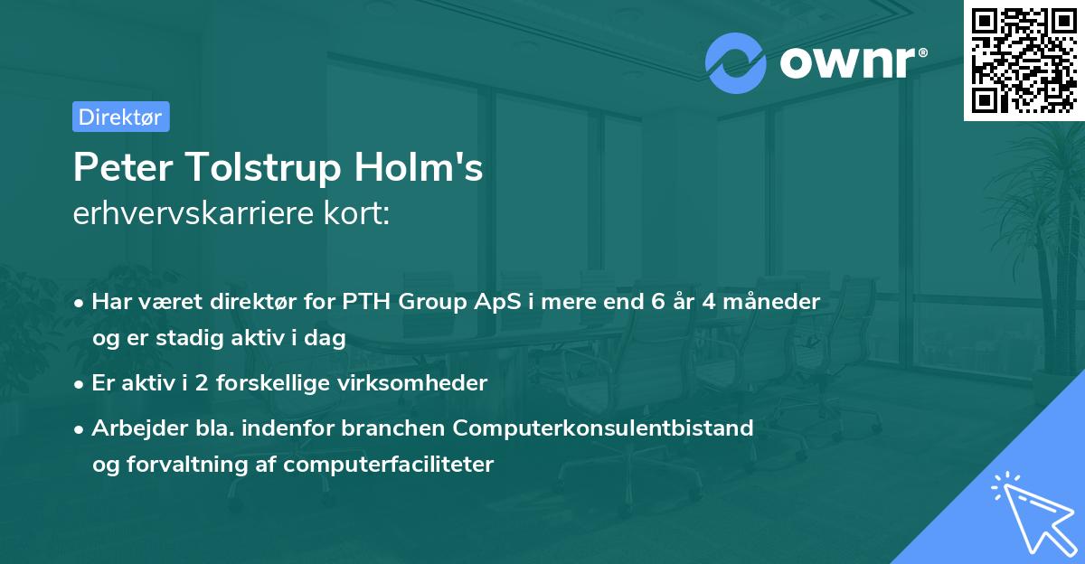 Peter Tolstrup Holm's erhvervskarriere kort