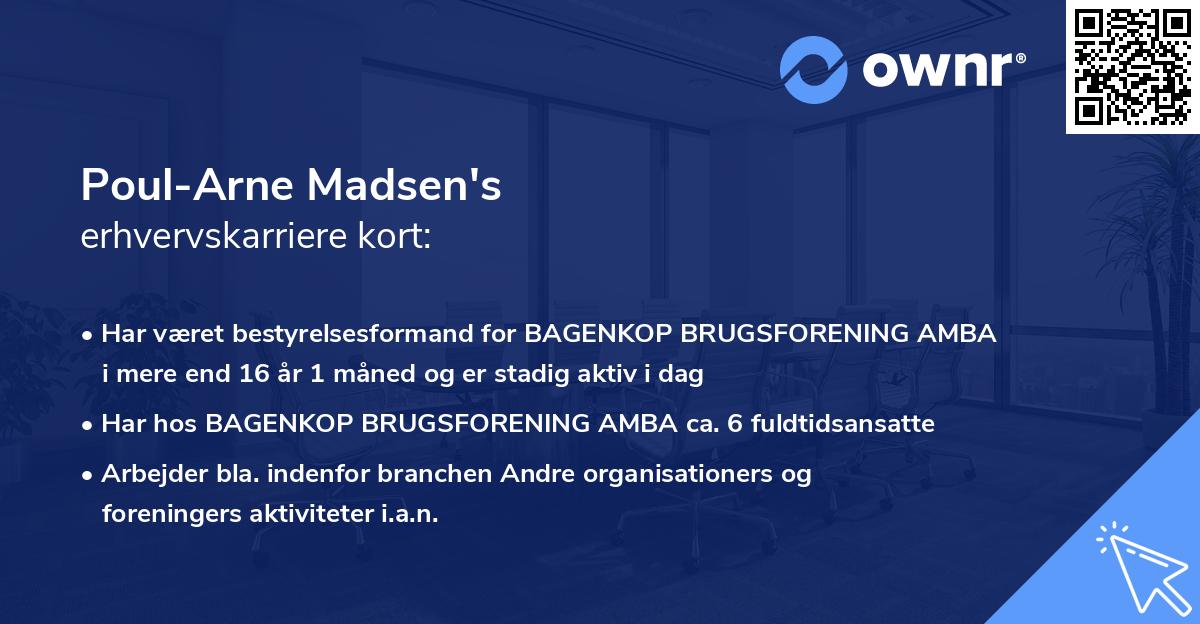Poul-Arne Madsen's erhvervskarriere kort
