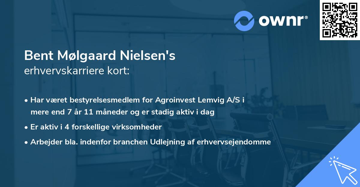 Bent Mølgaard Nielsen's erhvervskarriere kort