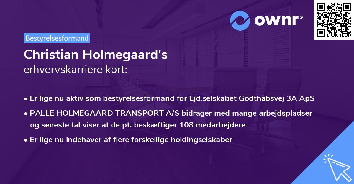 Christian Holmegaard's erhvervskarriere kort