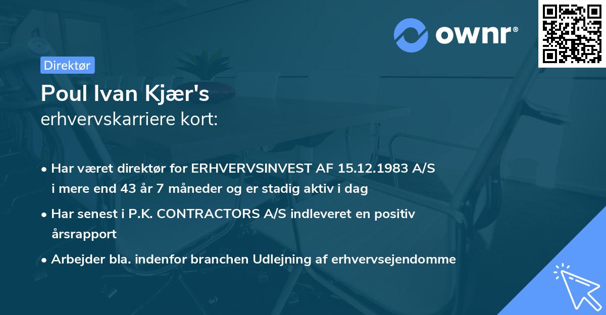 Poul Ivan Kjær's erhvervskarriere kort
