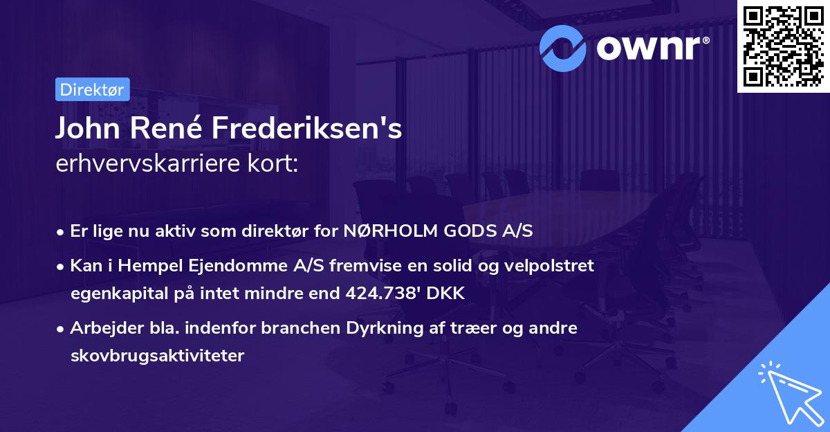 John René Frederiksen's erhvervskarriere kort