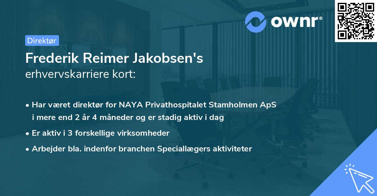 Frederik Reimer Jakobsen's erhvervskarriere kort