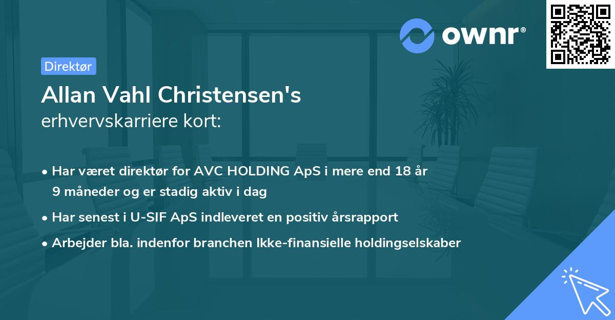 Allan Vahl Christensen's erhvervskarriere kort