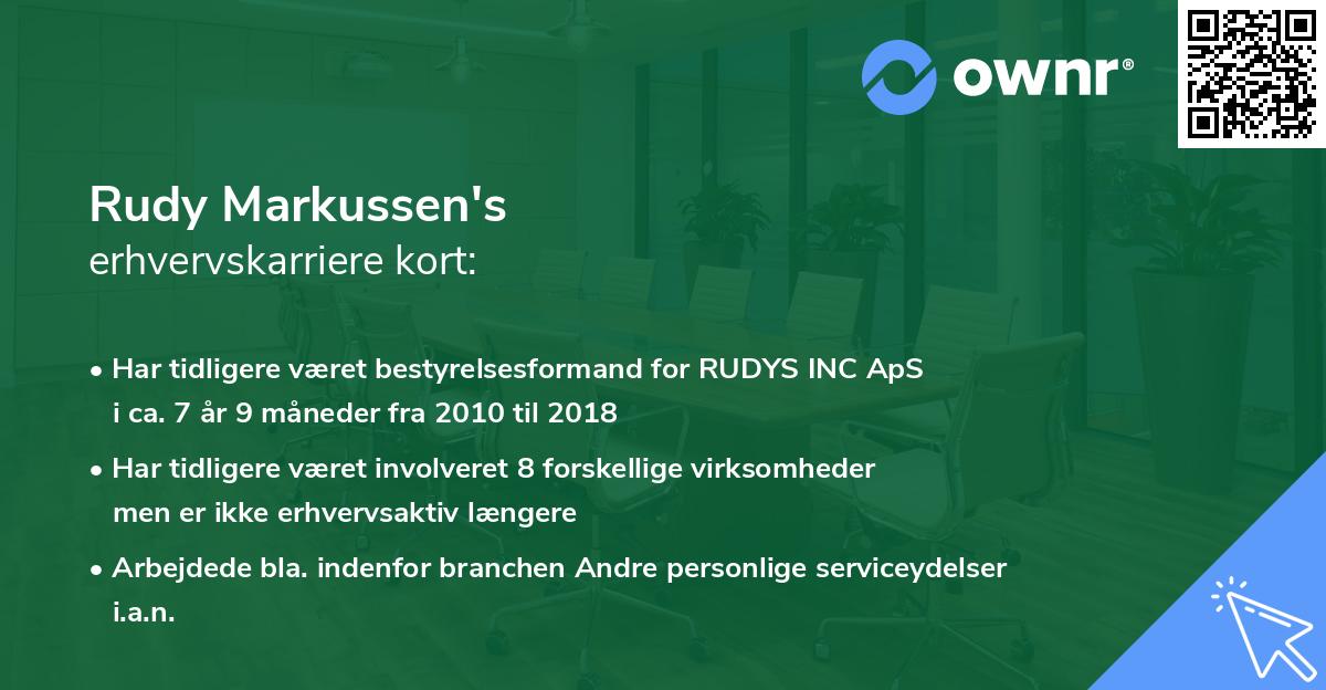 Rudy Markussen's erhvervskarriere kort