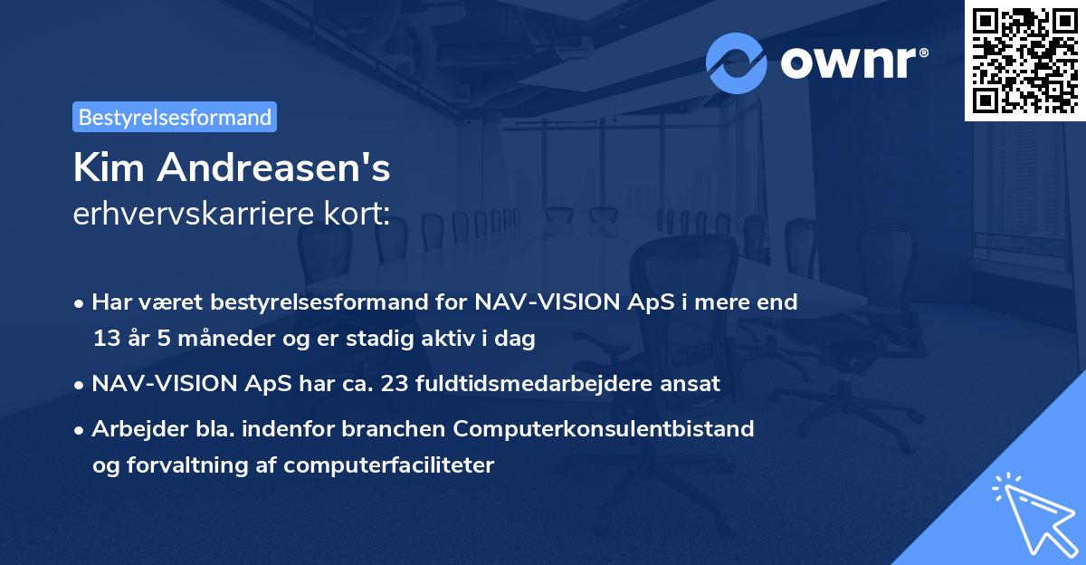 Kim Andreasen's erhvervskarriere kort