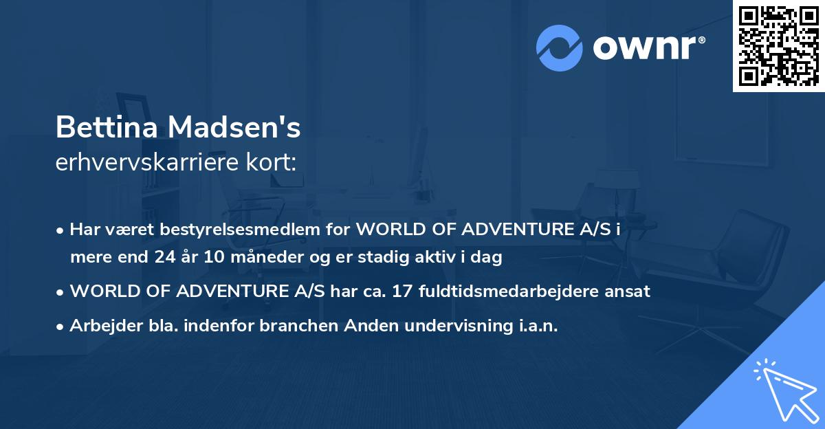 Bettina Madsen's erhvervskarriere kort