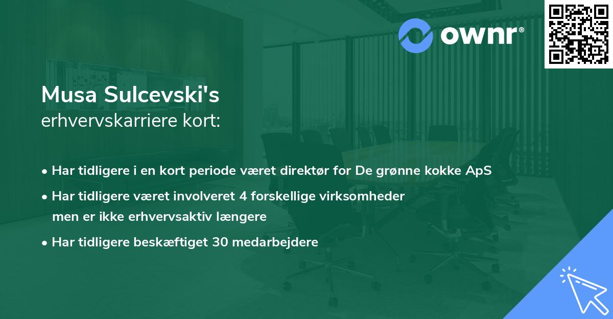 Musa Sulcevski's erhvervskarriere kort