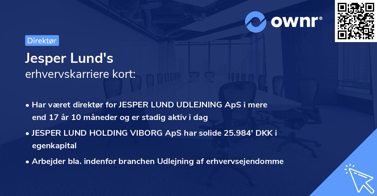 Jesper Lund's erhvervskarriere kort