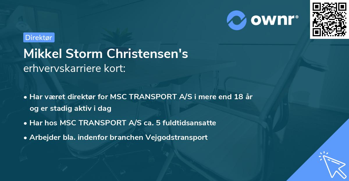 Mikkel Storm Christensen's erhvervskarriere kort