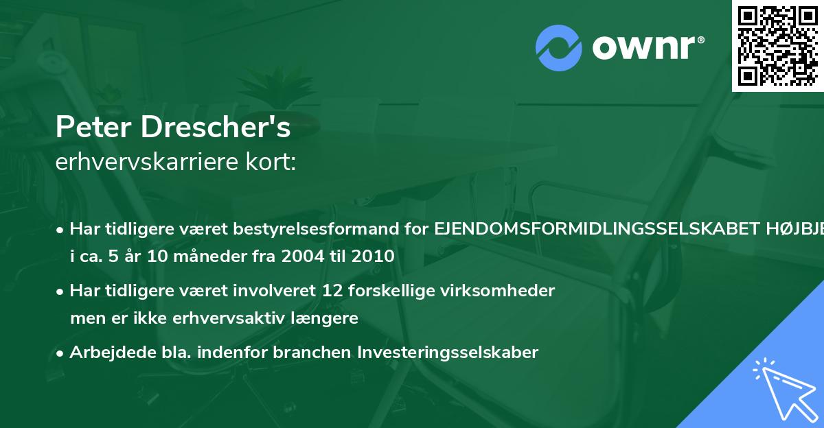 Peter Drescher's erhvervskarriere kort