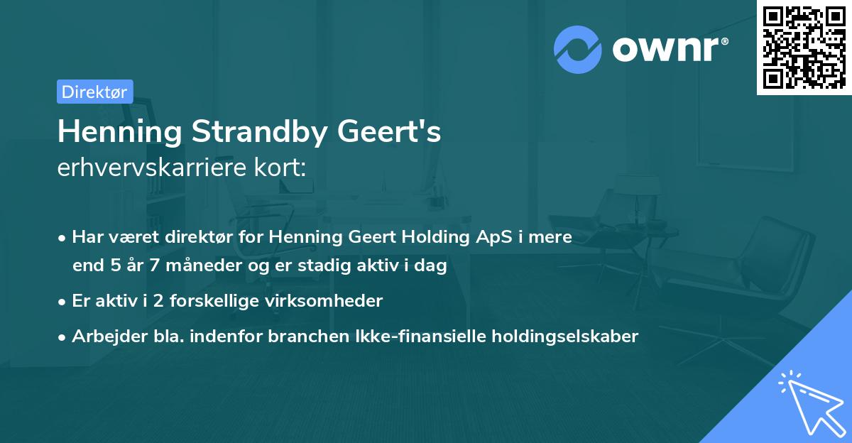 Henning Strandby Geert's erhvervskarriere kort
