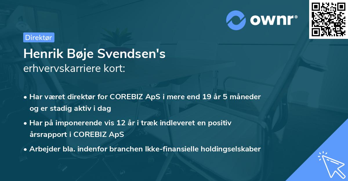 Henrik Bøje Svendsen's erhvervskarriere kort
