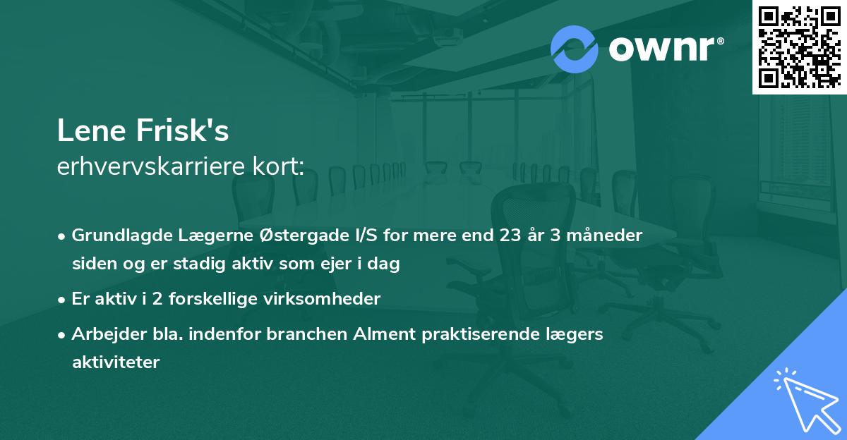 Lene Frisk's erhvervskarriere kort
