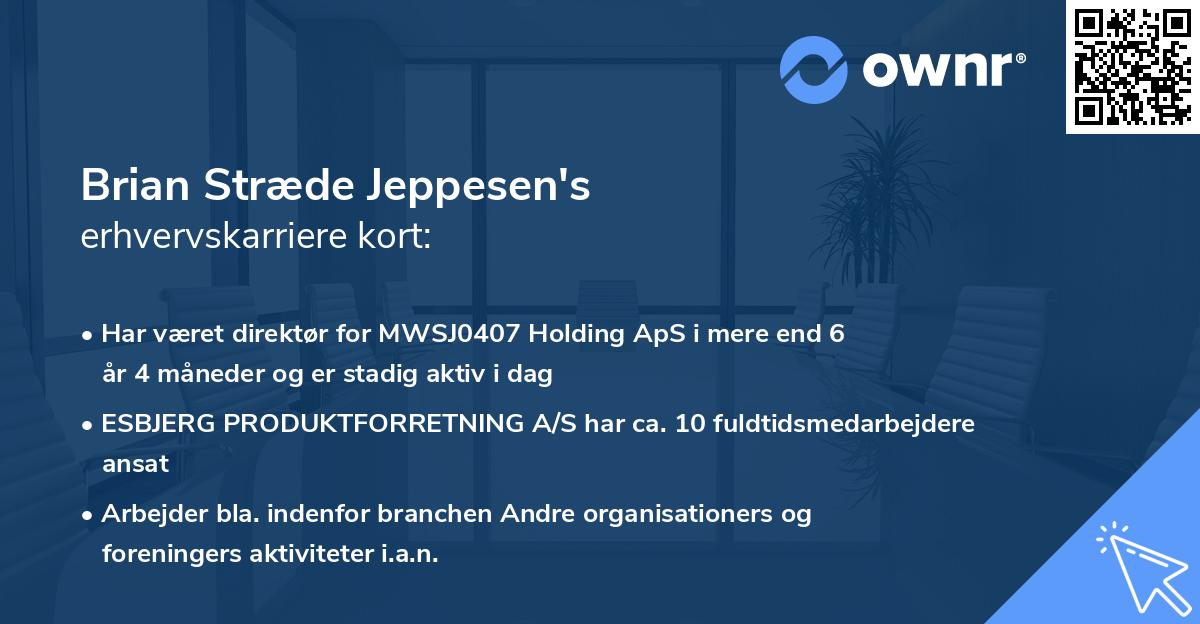 Brian Stræde Jeppesen's erhvervskarriere kort