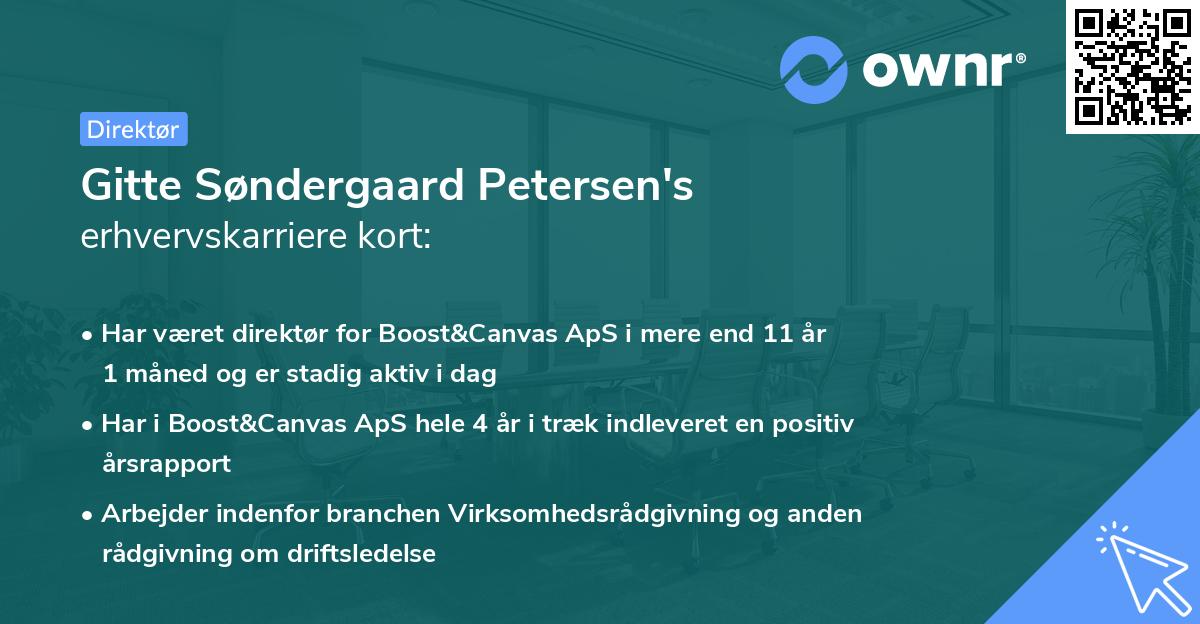 Gitte Søndergaard Petersen's erhvervskarriere kort