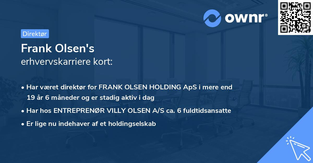 Frank Olsen's erhvervskarriere kort