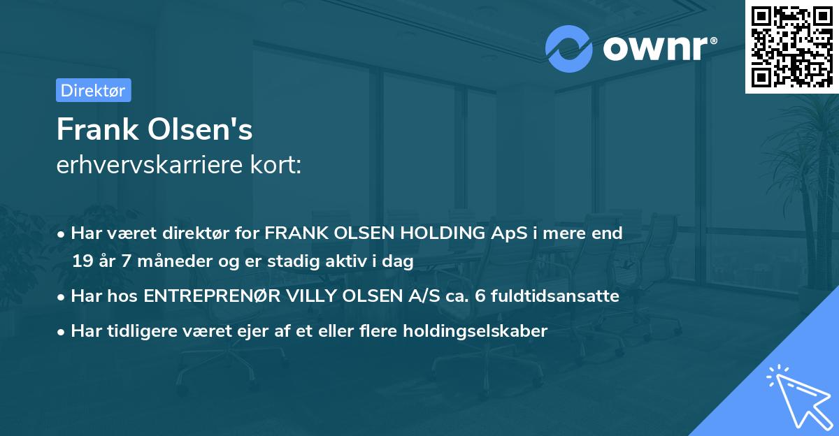 Frank Olsen's erhvervskarriere kort