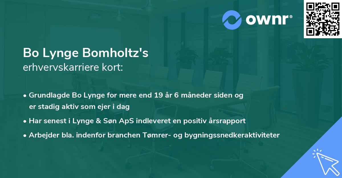 Bo Lynge Bomholtz's erhvervskarriere kort