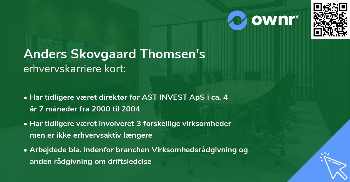 Anders Skovgaard Thomsen's erhvervskarriere kort