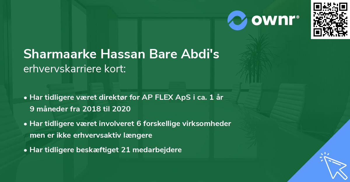 Sharmaarke Hassan Bare Abdi's erhvervskarriere kort