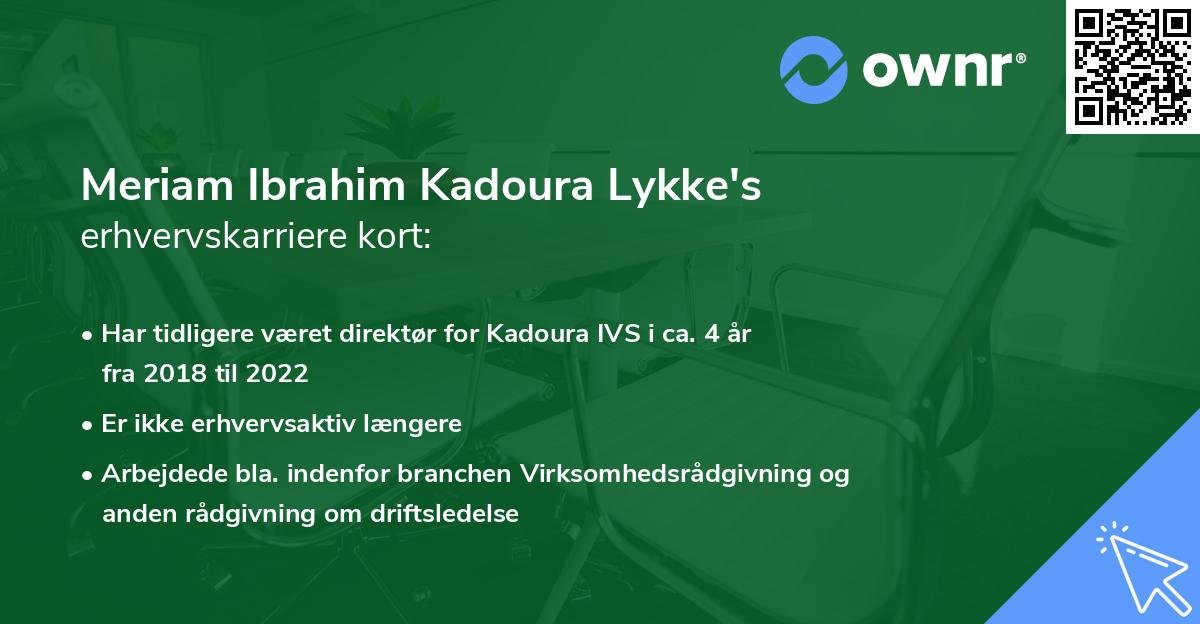 Meriam Ibrahim Kadoura Lykke's erhvervskarriere kort