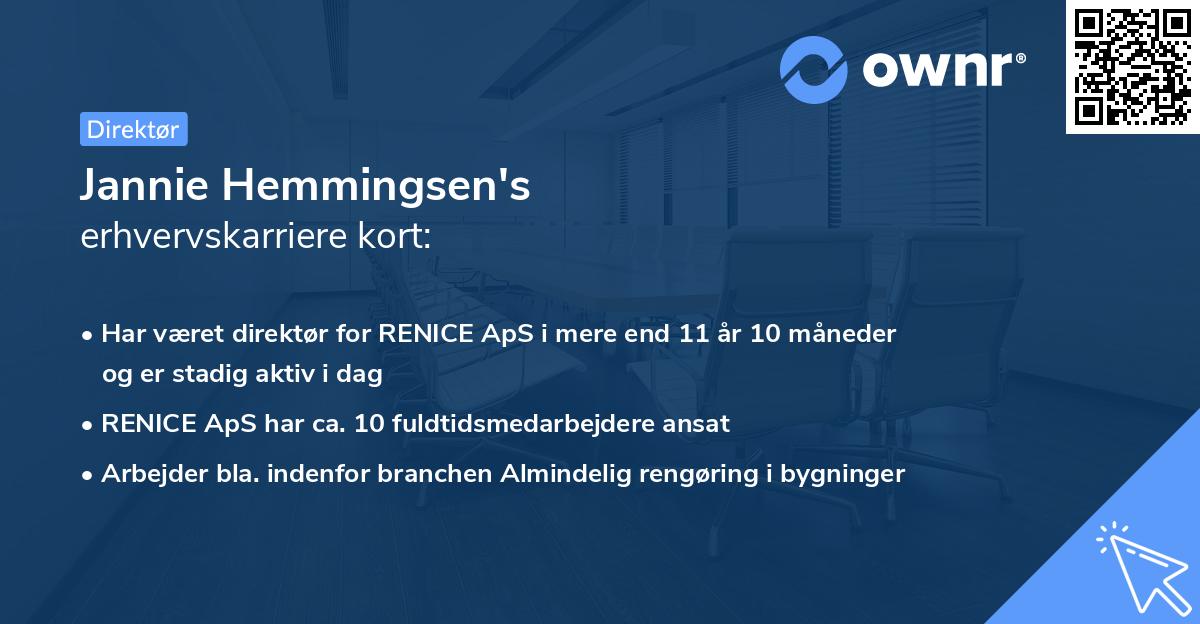 Jannie Hemmingsen's erhvervskarriere kort