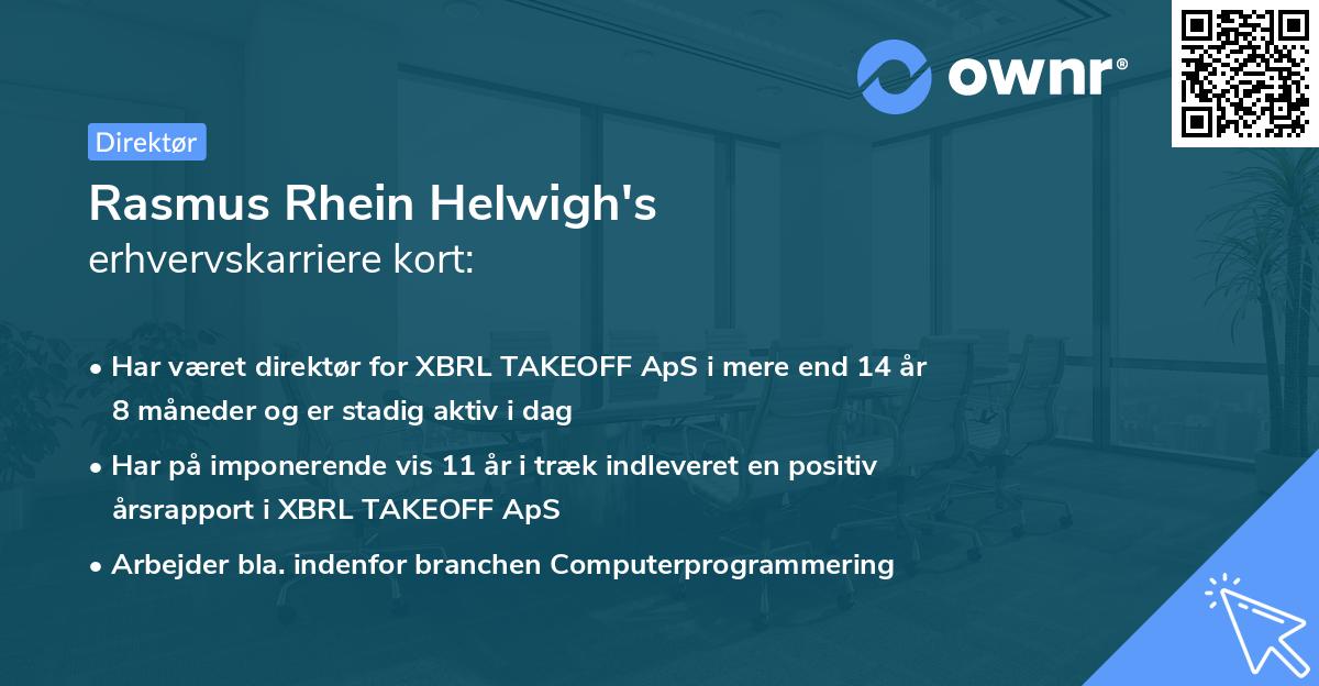 Rasmus Rhein Helwigh's erhvervskarriere kort