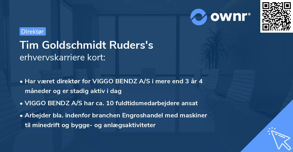 Tim Goldschmidt Ruders's erhvervskarriere kort