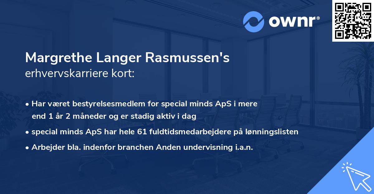 Margrethe Langer Rasmussen's erhvervskarriere kort