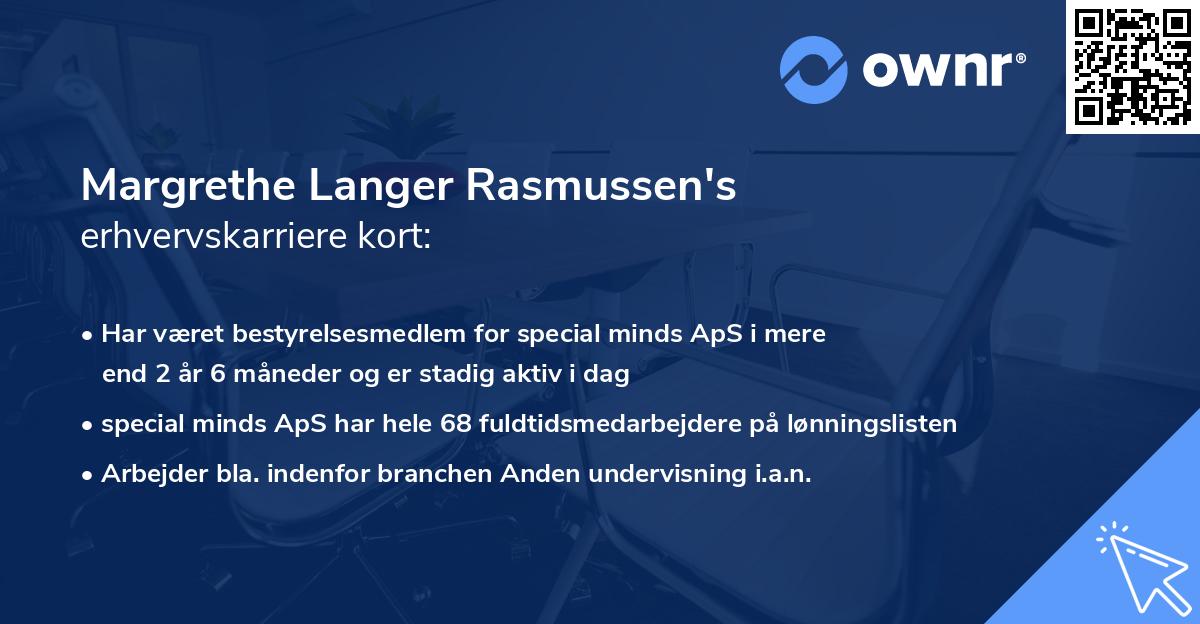 Margrethe Langer Rasmussen's erhvervskarriere kort