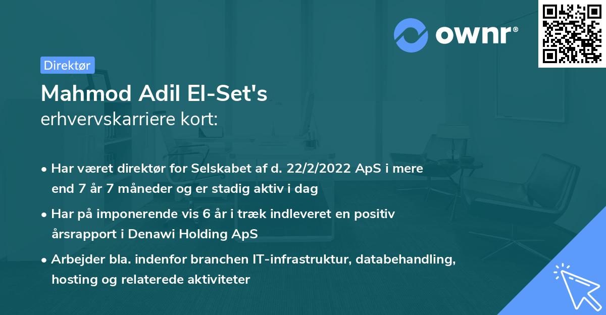 Mahmod Adil El-Set's erhvervskarriere kort