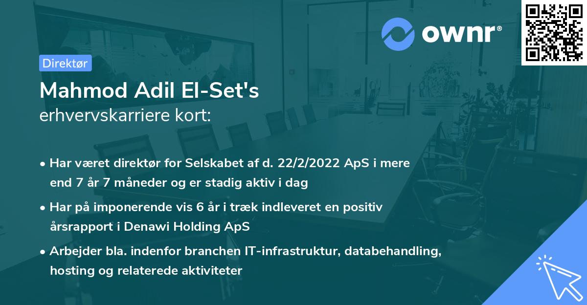 Mahmod Adil El-Set's erhvervskarriere kort