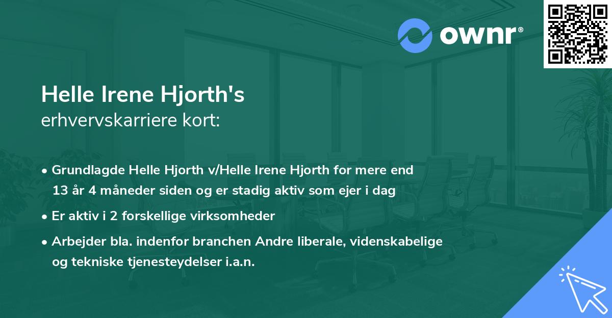 Helle Irene Hjorth's erhvervskarriere kort