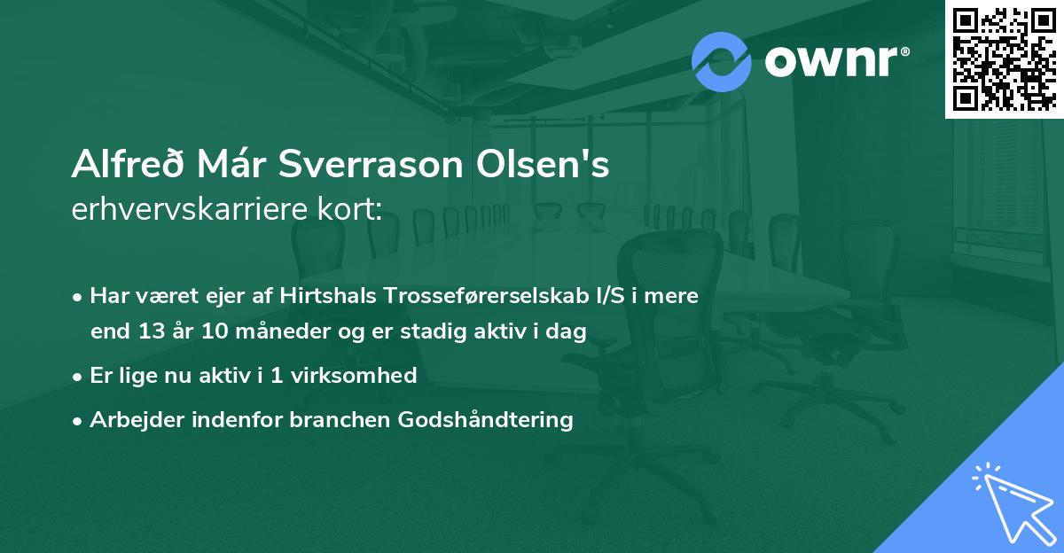 Alfreð Már Sverrason Olsen's erhvervskarriere kort